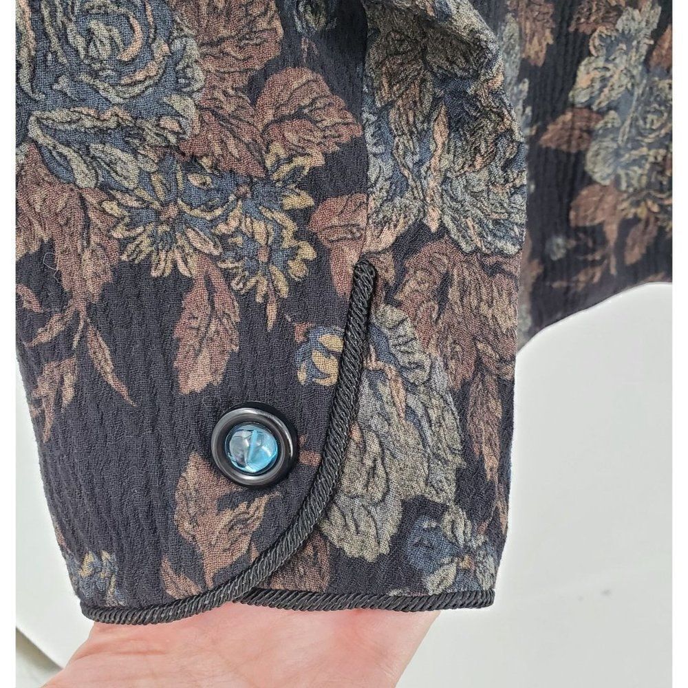 Vintage Adele Simpson Womens Jacket Wool Button Front Floral Black XL Read - Picture 7 of 9